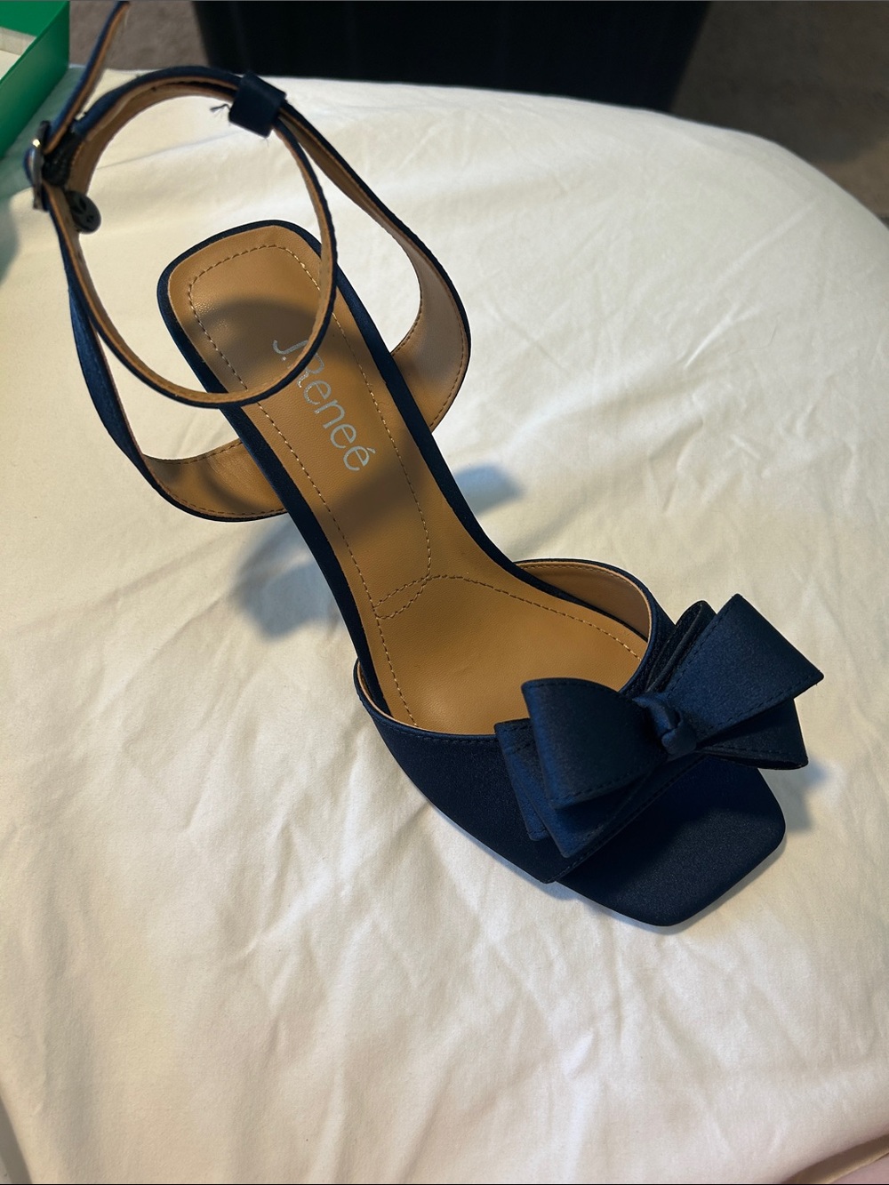 J. Renee Nishia Navy Bow Ankle-Strap Sandal 8.5